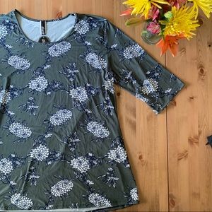 Soft Olive Green Floral Tunic Top
